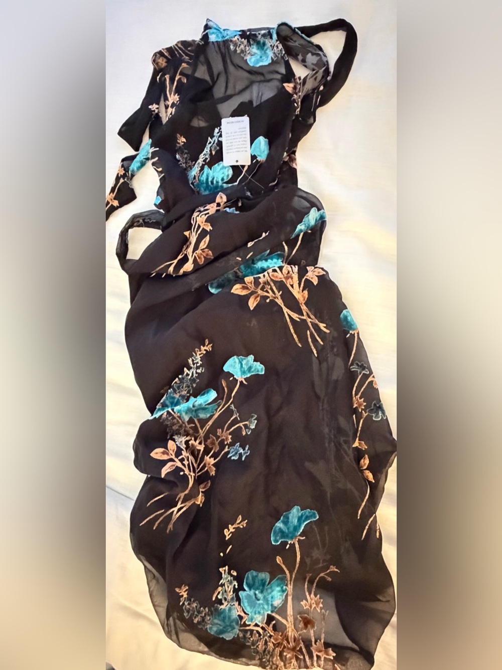 Julia Jordan Burnout Velvet Floral Maxi Dress Black Multi Size 6 NWT - Picture 8 of 12